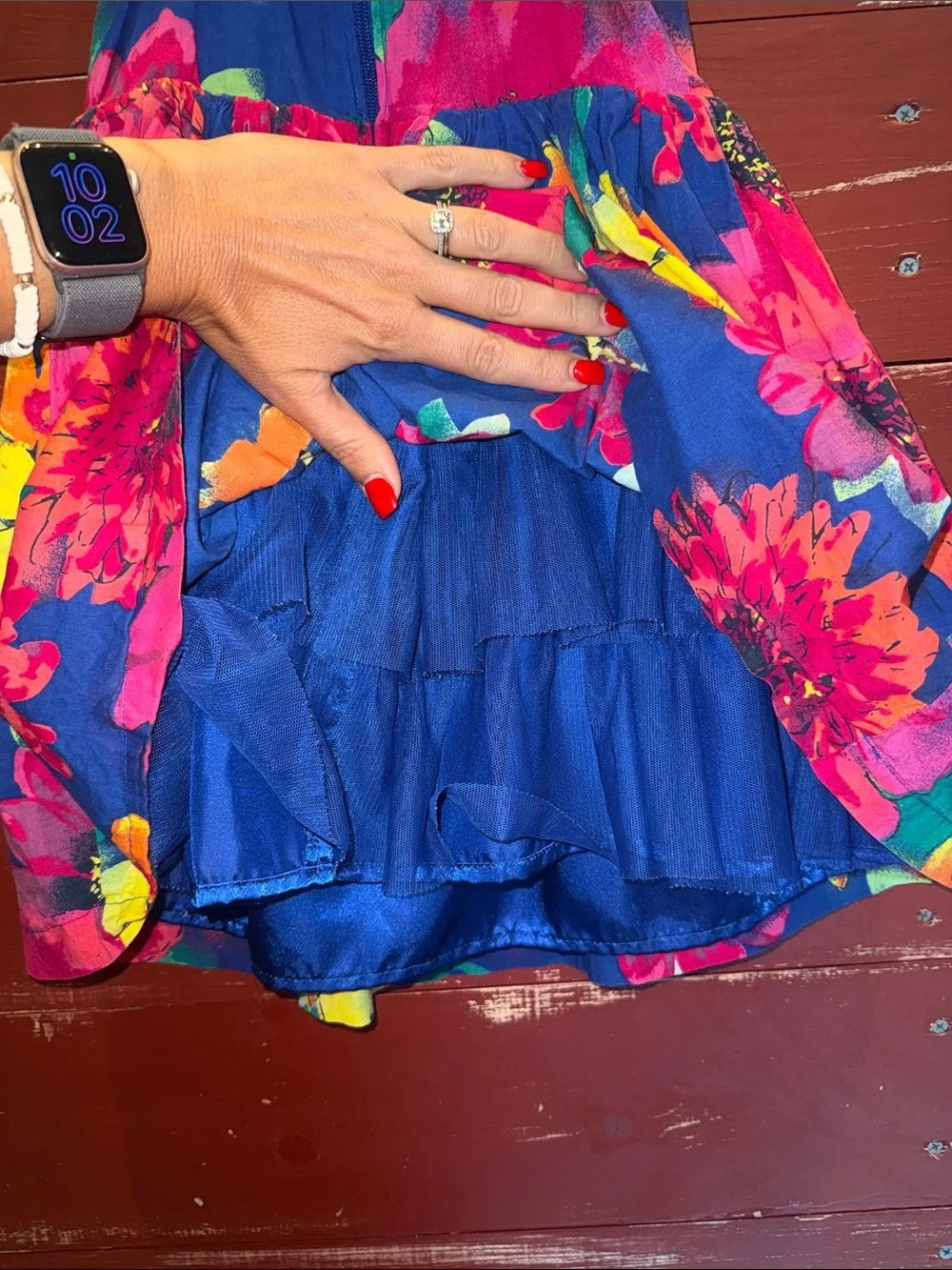 The Children's Place Bold Floral V-Neck Dress - Blue, Pink & Yellow - Picture 3 of 4